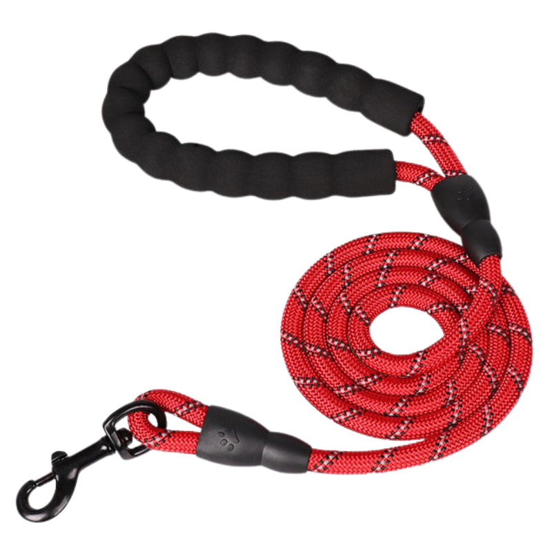 5FT Reflective Dog Lead 1.5M Rope Braided Pet Puppy Training Padded Leash Foam
