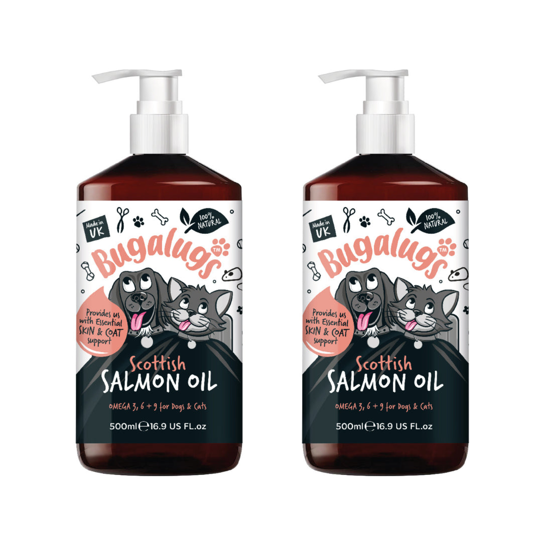 Bugalugs 100% Pure Salmon Oil for Dogs, Cats, and Pets - 500ml for Healthy Skin and Coat