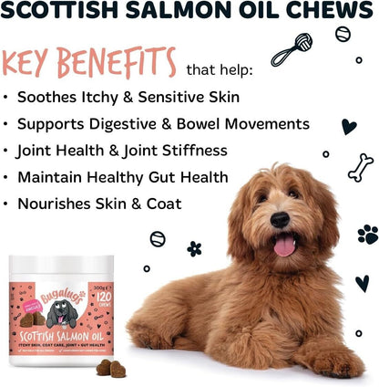 Bugalugs 100% Pure Salmon Oil for Dogs, Cats, and Pets - 500ml for Healthy Skin and Coat