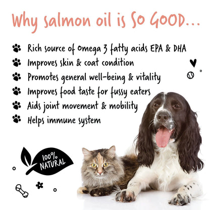 Bugalugs 100% Pure Salmon Oil for Dogs, Cats, and Pets - 500ml for Healthy Skin and Coat