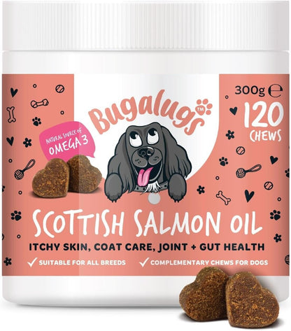Bugalugs 100% Pure Salmon Oil for Dogs, Cats, and Pets - 500ml for Healthy Skin and Coat