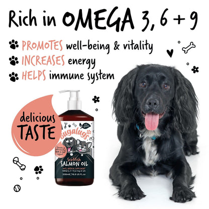 Bugalugs 100% Pure Salmon Oil for Dogs, Cats, and Pets - 500ml for Healthy Skin and Coat