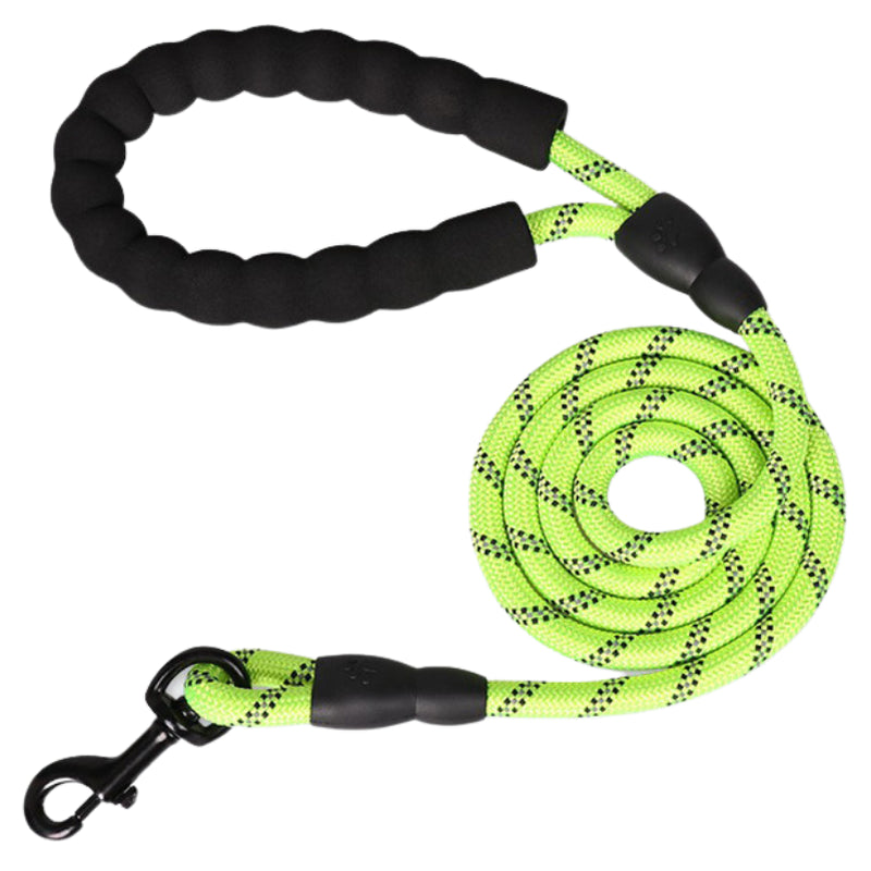 5FT Reflective Dog Lead 1.5M Rope Braided Pet Puppy Training Padded Leash Foam