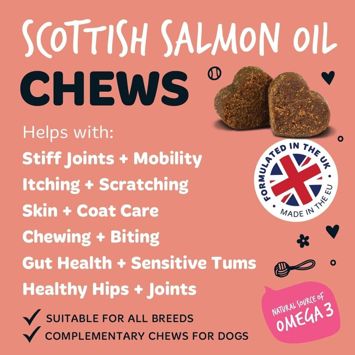 Bugalugs 100% Pure Salmon Oil for Dogs, Cats, and Pets - 500ml for Healthy Skin and Coat